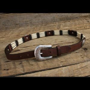 Tony lama bone bead concho belt . Vintage